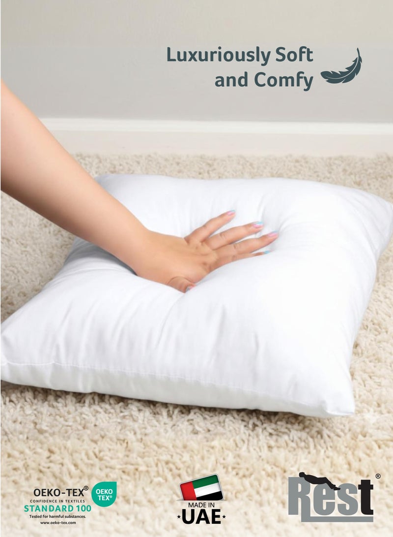 ريست REST Bedding Throw Pillows Insert Cushion Filler Outer Cover Microfiber Filling 350 grams Ultra Soft Fiber Size 40x40cm , 16x16inch Cushion Inserts Home Decor  White (Pack of 2) - Image 4